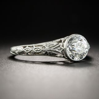 1.00 Carat Diamond Platinum Vintage Solitaire Engagement Ring - GIA I SI2