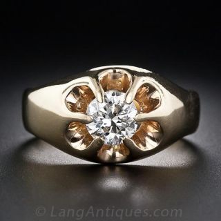 1.00 Carat Diamond, Victorian Style Gent's Ring