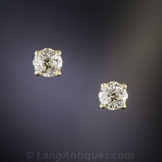 1.00 Carat European-Cut Diamond Stud Earrings