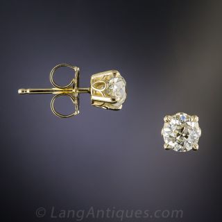 1.00 Carat European-Cut Diamond Stud Earrings
