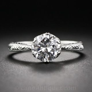 1.00 Carat GIA D-VVS2 Diamond Vintage Style Platinum Engagement Ring by Tacori