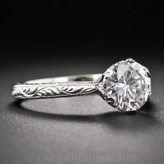 1.00 Carat GIA D-VVS2 Diamond Vintage Style Platinum Engagement Ring by Tacori
