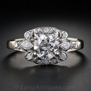 1.00 Carat Late Art Deco Diamond Engagement Ring