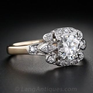 1.00 Carat Late Art Deco Diamond Engagement Ring