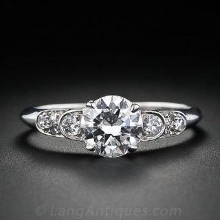 1.00 Carat Late Art Deco Diamond Engagement Ring