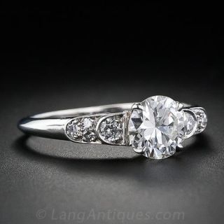 1.00 Carat Late Art Deco Diamond Engagement Ring