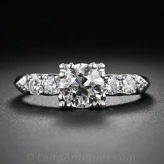 1.00 Carat Mid-Century Platinum and Diamond Engagement Ring