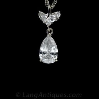 1.00 Carat Pear Shape Diamond Drop