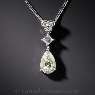 1.00 Carat Pear Shape Diamond Platinum Pendant 
