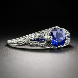 1.00 Carat Sapphire and Diamond Art Deco Ring
