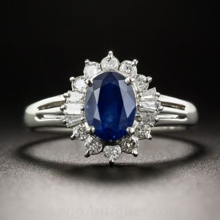 1.00 Carat Sapphire Platinum And Diamond Ring