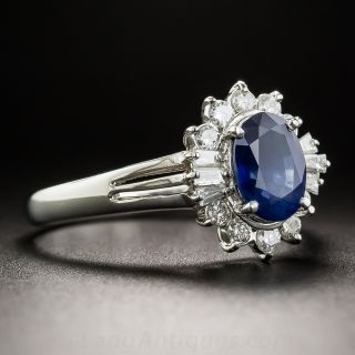 1.00 Carat Sapphire Platinum And Diamond Ring