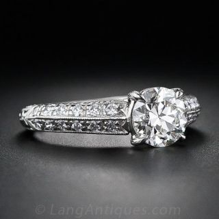 1.00 Carat Vintage Style Diamond Engagement Ring in Platinum