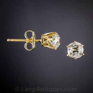 1.00 Old Mine-Cut Diamond Stud Earrings