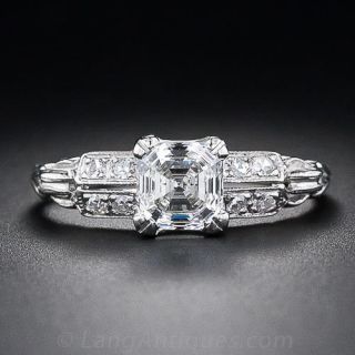 1.01 Carat Art Deco Asscher-Cut Diamond Engagement Ring
