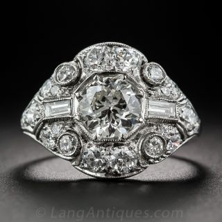 1.01 Carat Art Deco Platinum and Diamond Ring