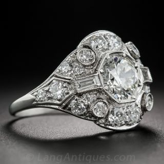 1.01 Carat Art Deco Platinum and Diamond Ring