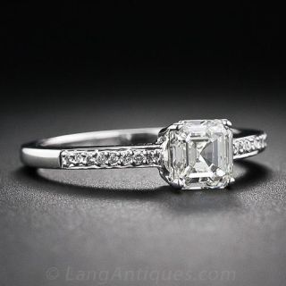 1.01 Carat Asscher Cut Diamond Engagement Ring