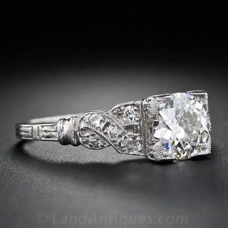 1.01 Carat Diamond Vintage Platinum Engagement Ring