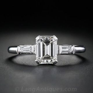 1.01 Carat Emerald Cut Diamond Estate Engagement Ring
