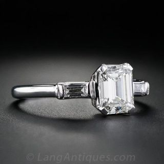 1.01 Carat Emerald Cut Diamond Estate Engagement Ring