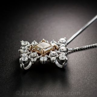 1.01 Carat Fancy Color Princess-Cut Diamond Pendant Necklace