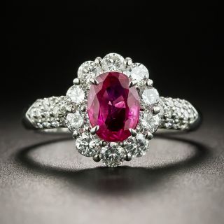 1.01 Carat Ruby Platinum Diamond Ring - 1