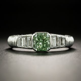 1.01 Carat Treated Green Platinum Diamond Ring - 2
