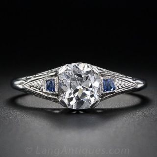 1.02 Carat Antique Cushion Diamond Vintage Engagement Ring