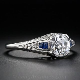 1.02 Carat Antique Cushion Diamond Vintage Engagement Ring