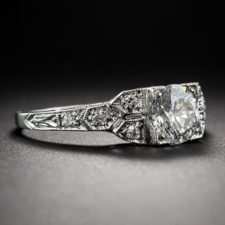 1.02 Carat Art Deco Diamond and Platinum Engagement Ring