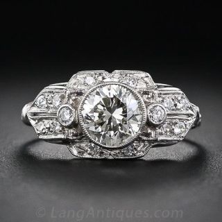 1.02 Carat Art Deco Diamond Engagement Ring
