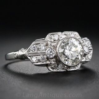 1.02 Carat Art Deco Diamond Engagement Ring