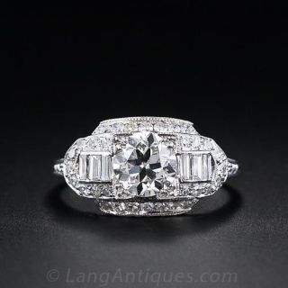 1.02 Carat Art Deco Diamond Engagement Ring