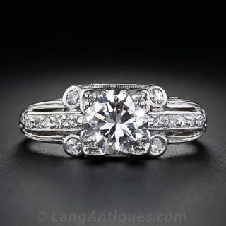 1.02 Carat Art Deco Platinum and  Diamond Engagement Ring