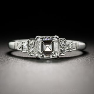 1.02 Carat Asscher-Cut Diamond Art Deco Engagement Ring - GIA H VS2 