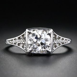 1.02 Carat Diamond  and Platinum Antique Engagement Ring