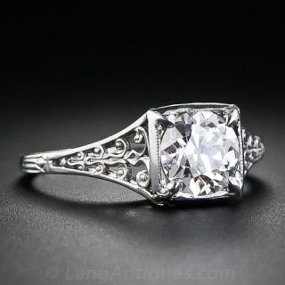 1.02 Carat Diamond  and Platinum Antique Engagement Ring