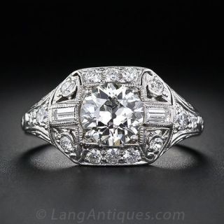 1.02 Carat Diamond Art Deco Engagement Ring