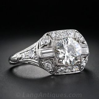 1.02 Carat Diamond Art Deco Engagement Ring