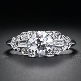 1.02 Carat Diamond Platinum Art Deco Diamond Engagement  Ring