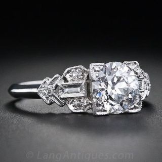 1.02 Carat Diamond Platinum Art Deco Diamond Engagement  Ring