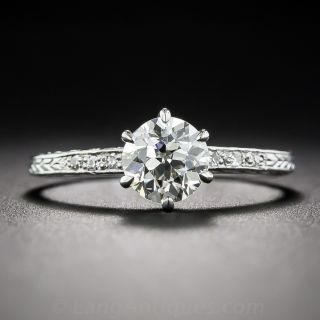 1.02 Carat Diamond Vintage Platinum Engagement Ring