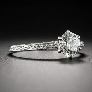 1.02 Carat Diamond Vintage Platinum Engagement Ring