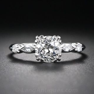 1.02 Carat European-Cut Diamond Vintage Engagement Ring