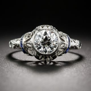 1.02 Carat GIA: I-VS1 Platinum and Diamond Art Deco Engagement Ring