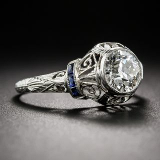 1.02 Carat GIA: I-VS1 Platinum and Diamond Art Deco Engagement Ring