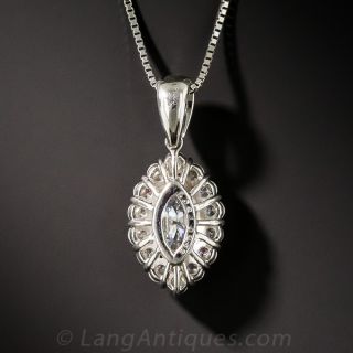 1.02 Carat Marquise Diamond and Platinum Drop - GIA