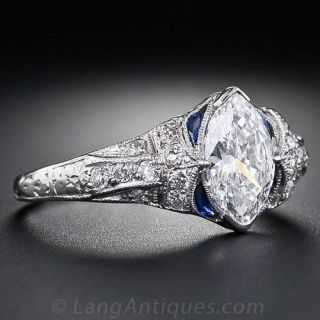 1.02 Carat Marquise Diamond Art Deco Ring