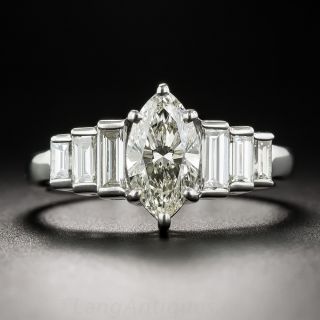 1.02 Carat Marquise Diamond Platinum Ring - GIA